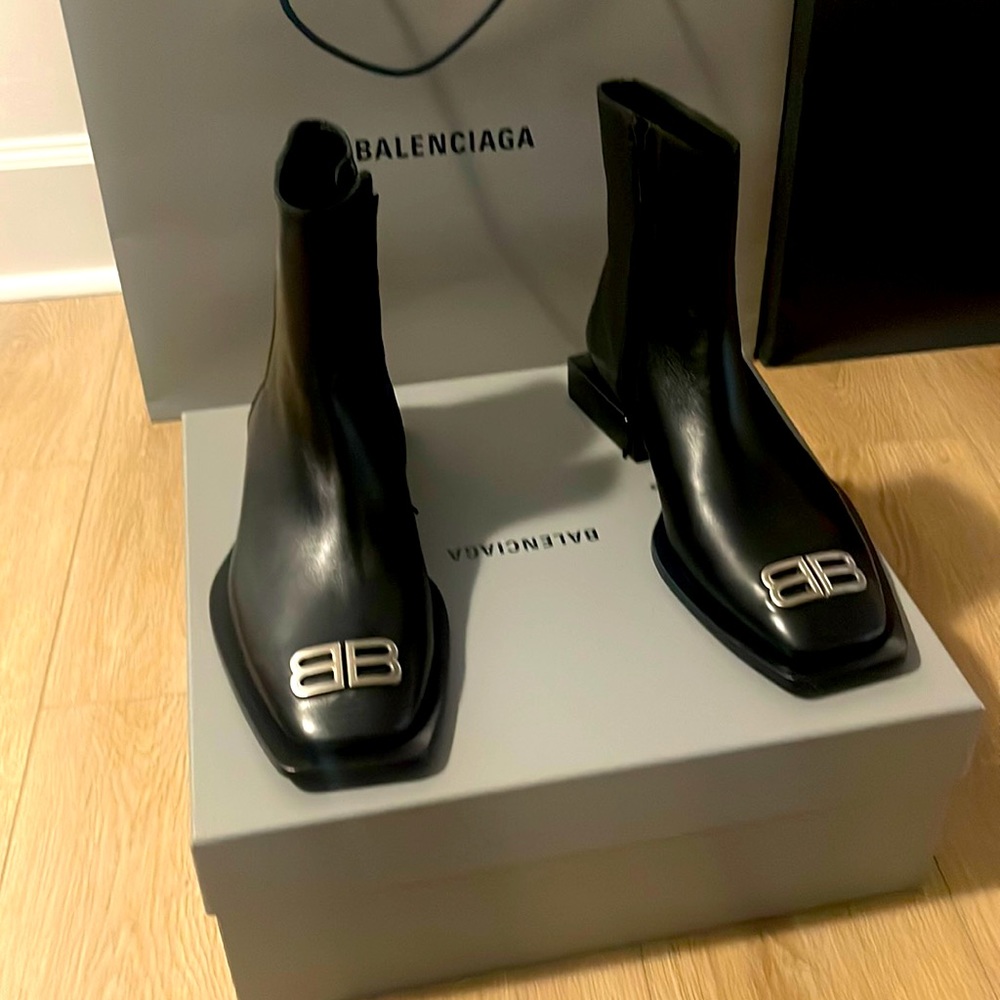 Balenciaga Square heel leather boots